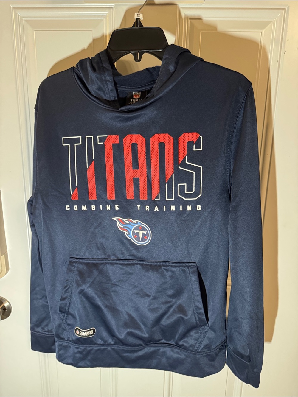 Team Apparel Navy Titans Hoodie with Red & White Lettering